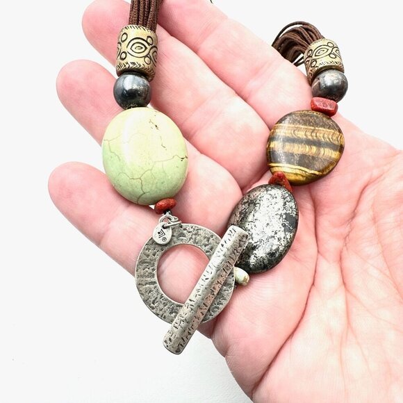 Silpada N1891 Sterling Silver Toggle Multi Strand Cord Gemstone Necklace - Picture 4 of 4